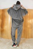 Binky Leopard Soft Stretch Velour Hoodie Lounge Suit Shadow